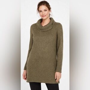 Karen Scott Chenille Olive Tunic Knit Long Sleeve Sweater